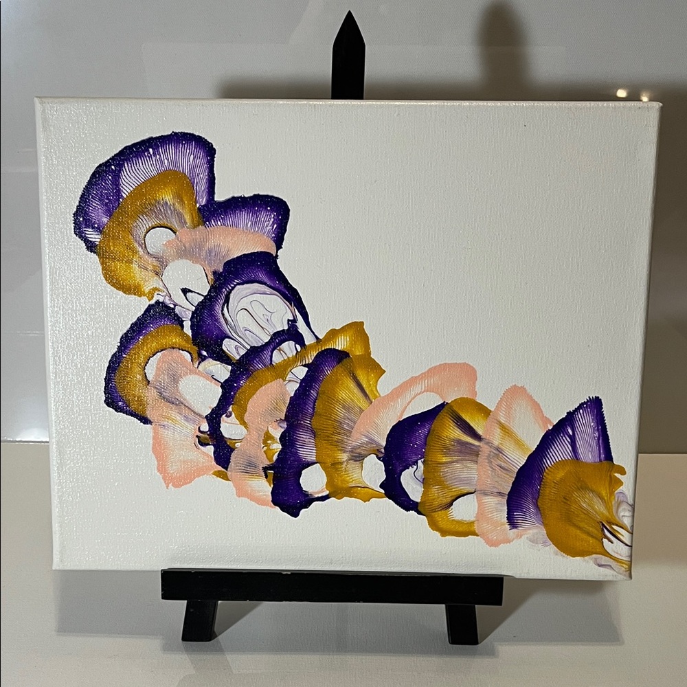 Abstract Canvas Art with Purple and Gold Accents